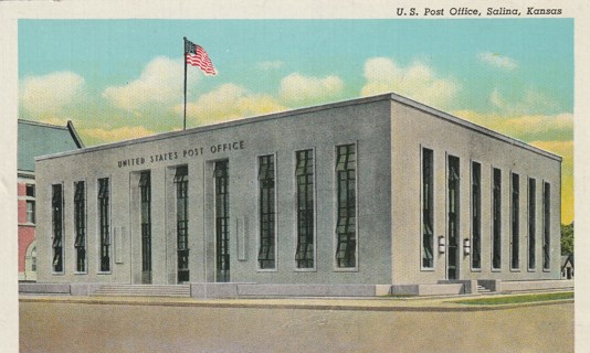 Vintage Used Postcard: Y: Pre Linen: US Post Office, Salina, Kansas