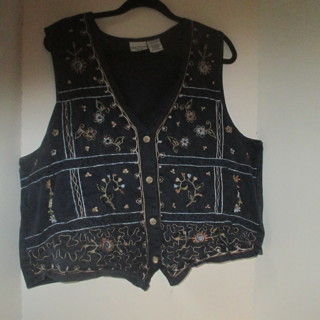 Embroidered Button Up Cotton Vest 26/28