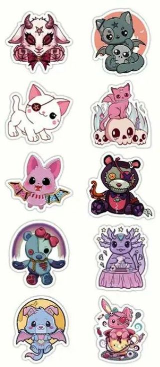 ⭐NEW⭐(10) 1" KITTY WITCHCRAFT stickers