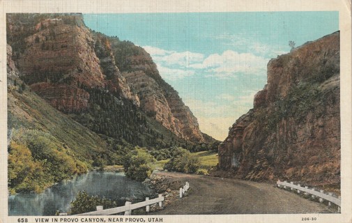 Vintage Used Postcard: 1937 Provo Canyon, Provo, UT