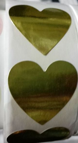 ⭐SPECIAL⭐(40) 1" METALLIC/MIRROR GOLD HEART stickers