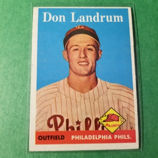 1958 - TOPPS EXMT - NRMT BASEBALL - CARD NO. 291 - DON LANDRUM  - PHILLIES