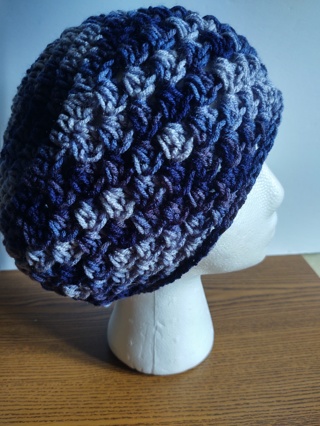 Hand Crocheted Blue Ombre Slouch Hat 