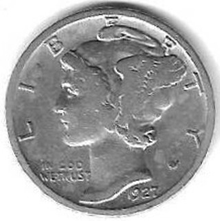 1927 Mercury Dime 90% Silver U.S. 10 Cent Coin