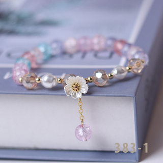 Korean Fashion Cute Shell Flower Beaded Bracelet For Women Colorful Crystal Charm Bracelets Bridal