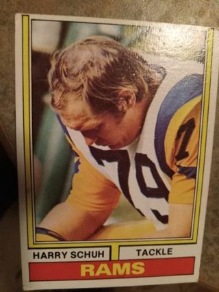 1974 TOPPS HARRY SCHUH RAMS FOOTBALL CARD# 109