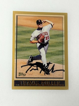 Autographed 1998 Topps Twins Baseball Card #339 Travis Miller