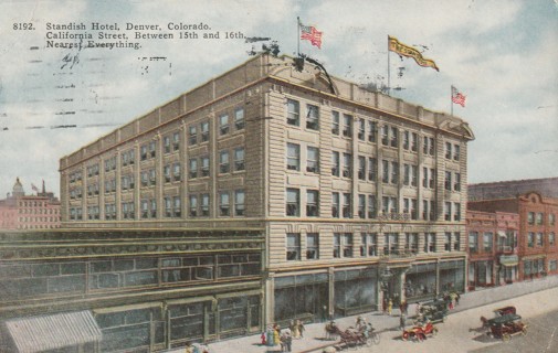 Vintage Used Postcard: 1928 Standish Hotel, Denver, CO
