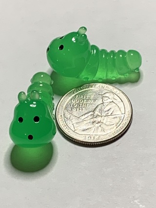 GREEN CATERPILLARS~#1~SET OF 2 CATERPILLARS~GLOW IN THE DARK~FREE SHIPPING!