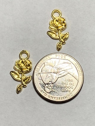 GOLD ROSE CHARMS~#8~SET OF 2~FREE SHIPPING!