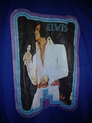 Rare Vintage Elvis Presley Iron-on Graphic Single Stitch T Shirt 70s LT BLUE XL