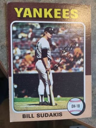 1975 TOPPS BILL SUDAKIS NEW YORK YANKEES BASEBALL CARD# 291