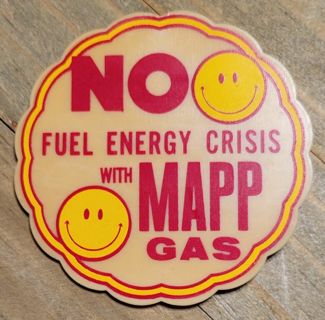Vintage Mapp Gas Advertising Pin Plastic Button 3" Smiley Face Made in USA