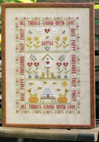 NEW CROSS STITCH SAMPLER PATTERN-SEE LOVE GROW-FREE SHIP