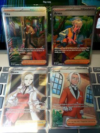 Pokémon Card Foil Trainer's lot: Rika Clavell , Oleana , Arven