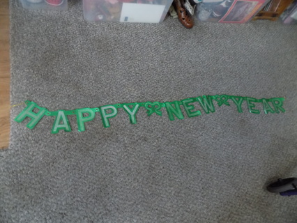 Green 60 inch long Happy New Years Garland banner # 1