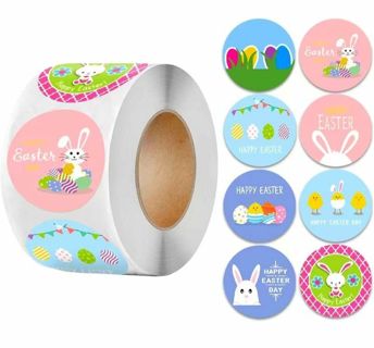 ↗️⭕NEW⭕(8) 1.5" CUTE HAPPY EASTER STICKERS!!⭕