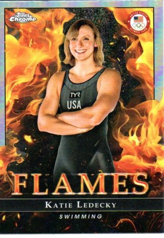 2024 Topps Chrome Olympics Katie Ledecky Flames Insert