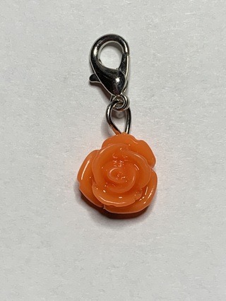 ❣ROSE DANGLE FLOWER CHARM~ORANGE #3~WITH LOBSTER CLASP~FREE SHIPPING❣