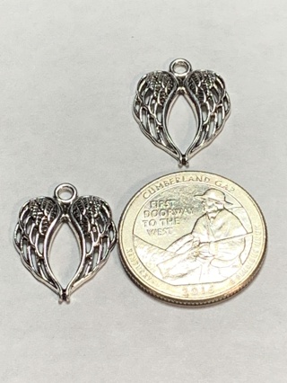 ANGEL WINGS~#1~SILVER~SET OF 2 CHARMS~FREE SHIPPING!