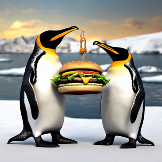 Listia Digital Collectible: Penguins Love Cheeseburgers