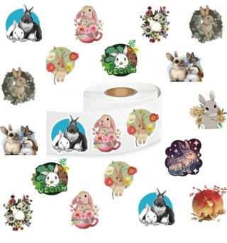 ↗️⭕(10) 1" CUTE BUNNY RABBIT STICKERS!!⭕(SET 1 of 3) EASTER