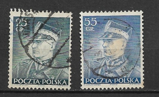 1937 Poland Sc312-3 Marshal Smigly-Rydz C/S of 2 used