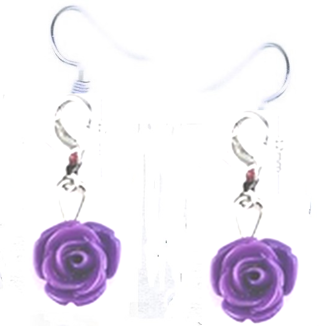 SP PURPLE ROSE EARRINGS (PLEASE READ DESCRIPTION