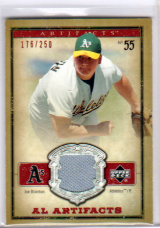 Joe Blanton, 2006 Upper Deck Artifacts RELIC Card #AL-BL, Oakland Athletics, 176/250, (L3)