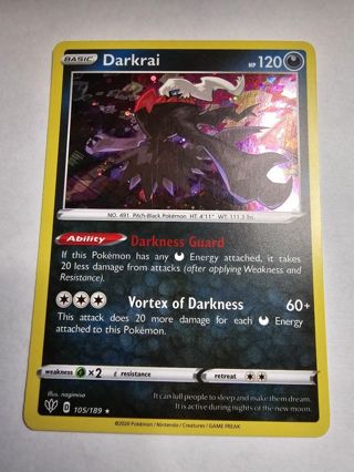 Pokemon Darkrai holo rare card 105/189