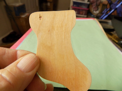 Wood cut out stocking ornament ready to paint