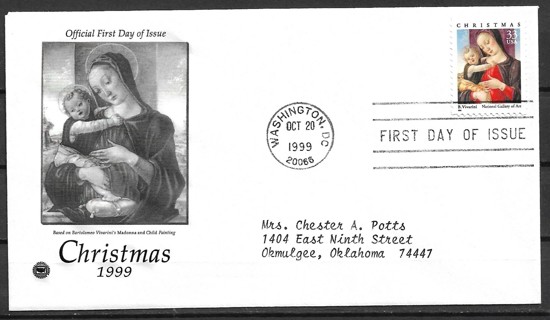 1999 Sc3355 Vivarini Madonna & Child FDC