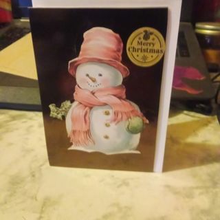 Merry Christmas Pink Snowman - Design Blank Note Card