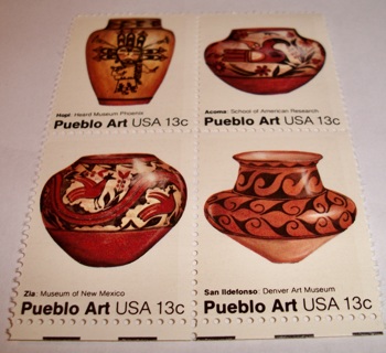 Scott #1706-09, American Folk Art, Pane of 4 Useable 13¢ US Postage Stamps