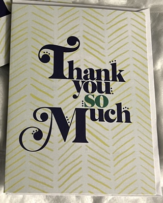 2 Brand New Unused Thank You Greeting Cards w/Matching Envelopes! Free Shipping!