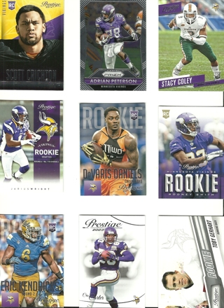  Fun Pack Football Cards: 9 Pack Minnesota Vikings 2023 and Older Cards