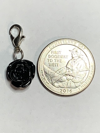 ROSE DANGLE FLOWER CHARM~#19~BLACK~1 CHARM ONLY~COMES WITH LOBSTER CLASP ATTACHED~FREE SHIPPING!