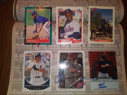 Six card baseball rookie lot