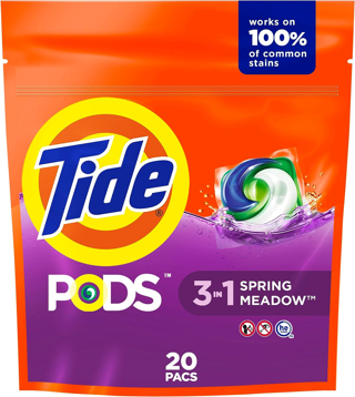 Tide PODS Liquid Laundry Detergent Pacs, Spring Meadow Scent, 20 count