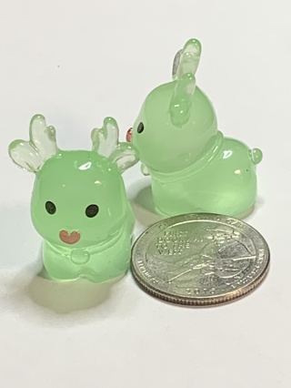 REINDEER~#3~GREEN~SET OF 2 REINDEER~GLOW IN THE DARK~FREE SHIPPING!