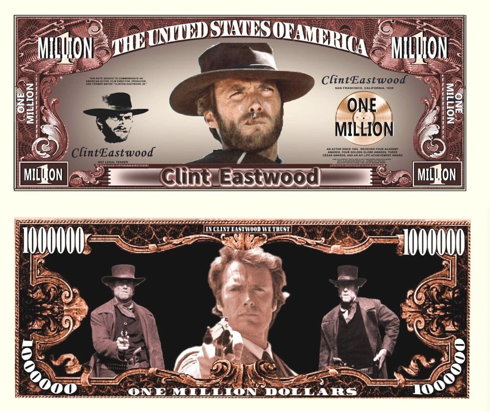 Free: Clint Eastwood Million Dollar Bill Play Funny Money Novelty Note