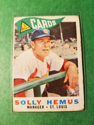 1960 - TOPPS EXMT - NRMT BASEBALL - CARD NO. 218 - SOLLY HEMUS MGR. - CARDINALS