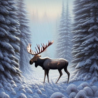 Listia Digital Collectible: Moose In The Snowy Wilderness