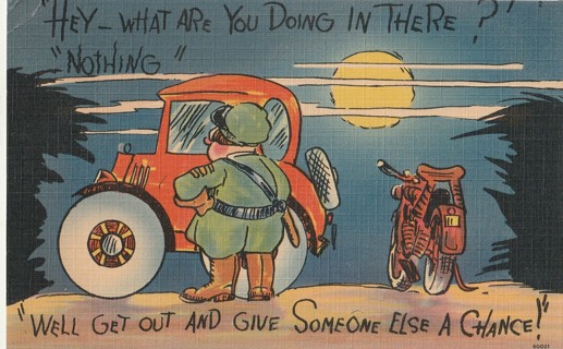 Vintage Unused Postcard: e: Comic: What Are You Doing in There