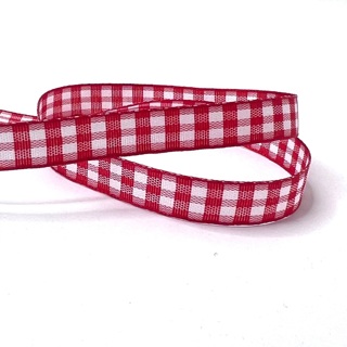 Red & White Checked 3/8” Wide Ribbon 