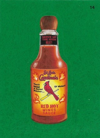 2016 Wacky Packages MLB Grass #14 Cardinals Red Wing Sauce