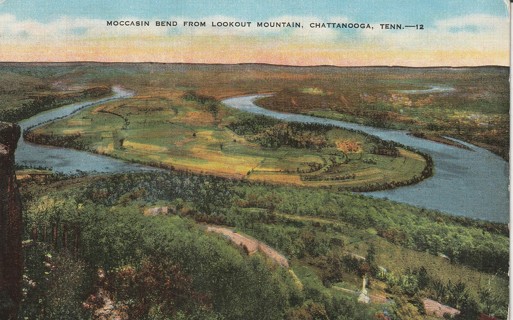 Vintage Used Postcard: u: 1948 Moccasin Bend from Lookout Mountain, TN