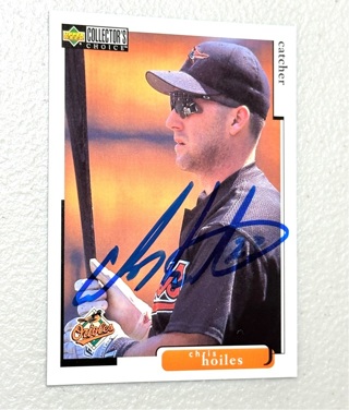 Autographed 1998 Collector's Choice Baltimore Orioles Baseball Card #309 Chris Hoiles