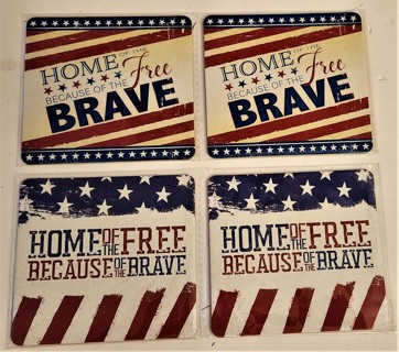 4 Home of the Free Because of the Brave cardboard VFW coasters 3 1/2" x 3 3/4" - sealed