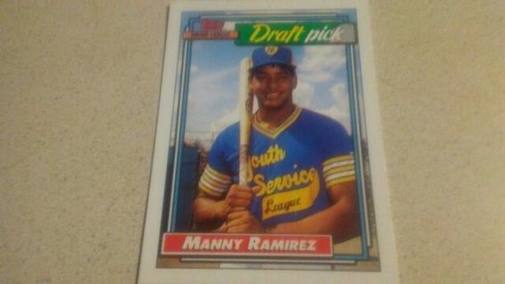 1992 TOPPS DRAFT PICK ROOKIE MANNY RAMIREZ MLB YOUTH SERVICES LEAGUE BASEBALL CARD# 156